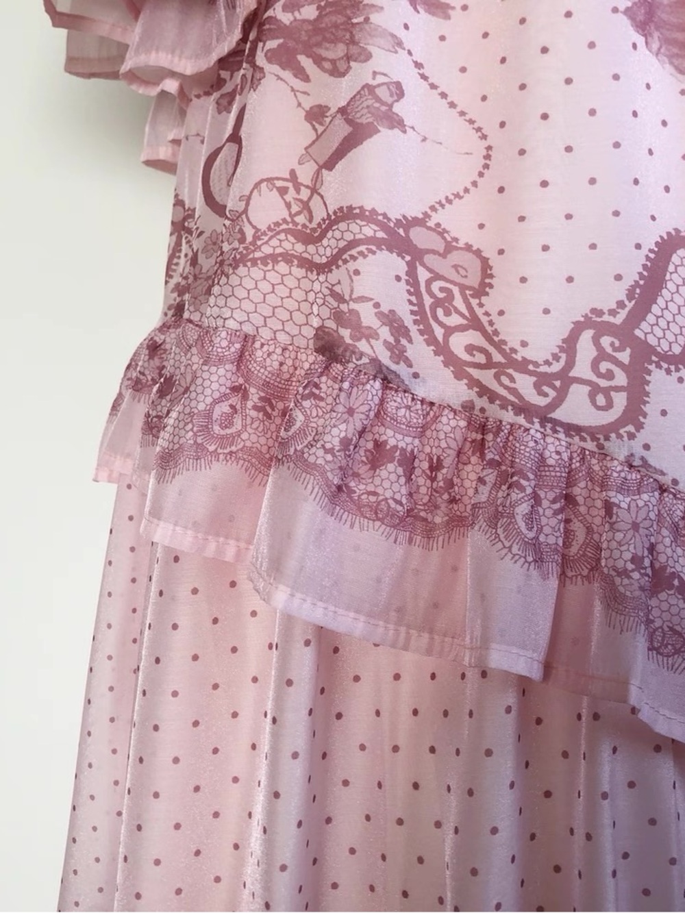 Designer-style Pink Ruffle Maxi Two-Piece Dress - Picture 7 of 12